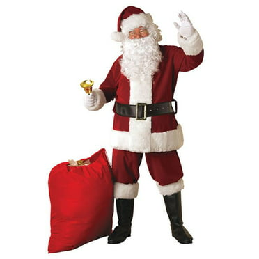 Men's Santa Claus Costume 12PCS Christmas Velvet Adult Deluxe Santa Suit